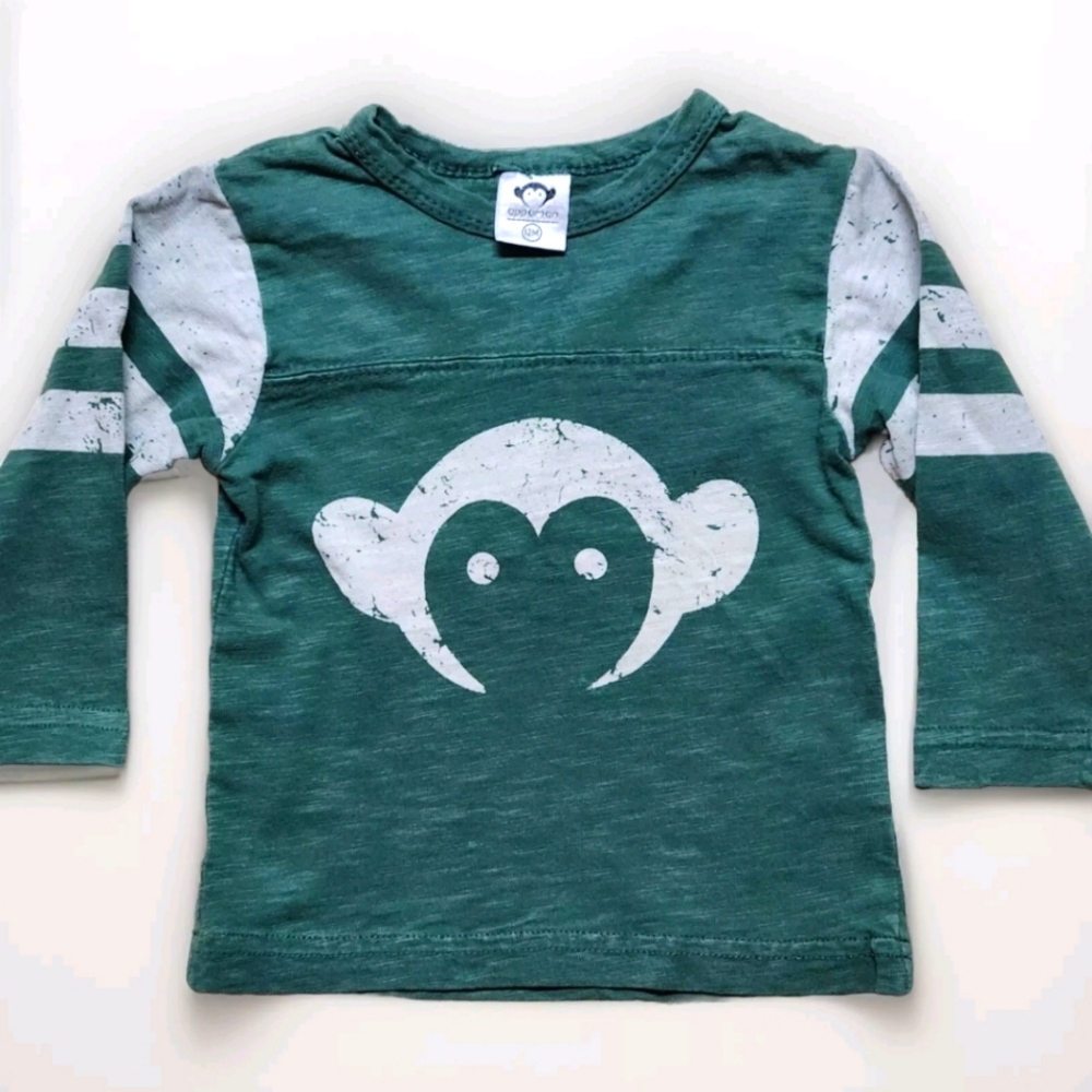 Appaman Hockey Long Sleeve Shirt Size 12 Month Colors Forest Green & White